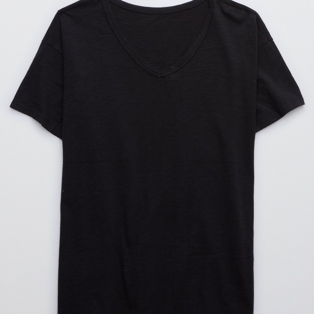 Aerie Distressed Basic V-Neck Boyfriend T-Shirt